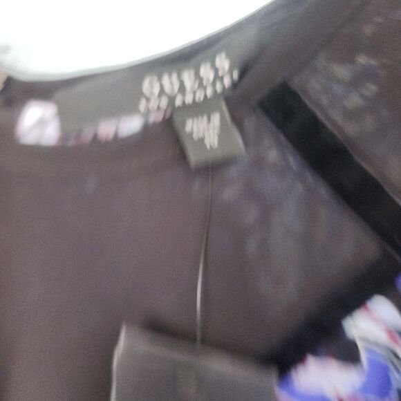 Guess NWOT fit and flare velvet trim mesh cleavage floral dress - Picture 4 of 16